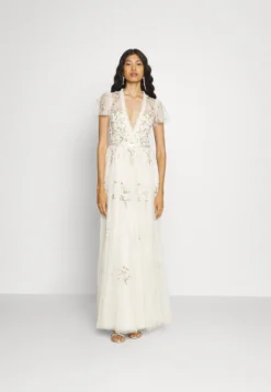 Needle & Thread Exclusive Petunia Cap Sleeve Gown - Occasion Wear - Cream