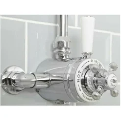 Milano Elizabeth - Traditional Dual Exposed Thermostatic Mixer Shower Valve - Chrome & White
