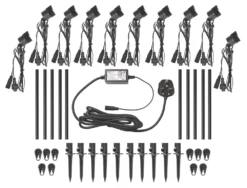 Essentials Decca Outdoor LED Spike Light Kit Black 6W 280lm 10 Pack -JELLYCAT SALES 1979X A2