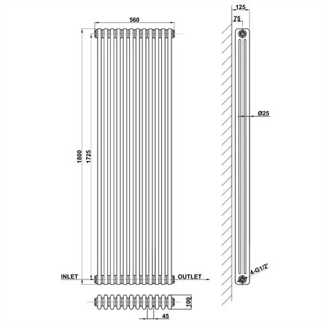 Traditional Radiator Central Heating Rads Cast Iron Style 3 Column Vertical 1800x560mm Grey White 4 Traditional Radiator Central Heating Rads Cast Iron Style 3 Column Vertical 1800x560mm Grey White - Image 4