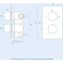 Temel Modern Square 2 Way Concealed Thermostatic Shower Mixer Valve Chrome -JELLYCAT SALES 34525749 3