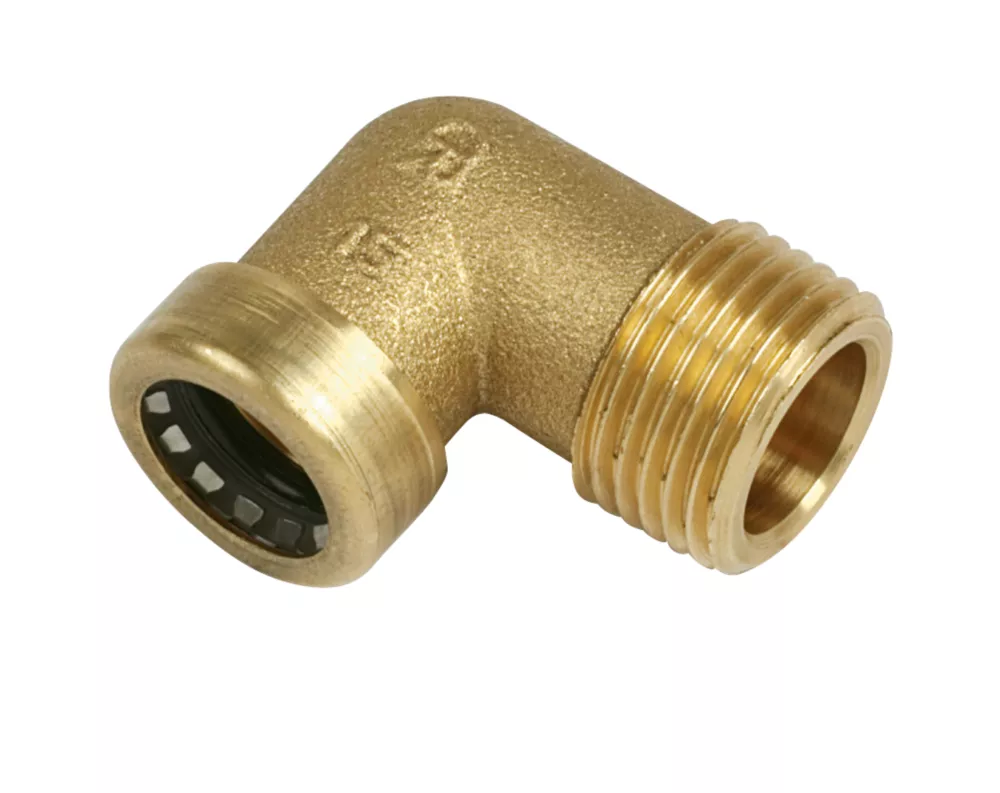 Tectite Sprint Brass Push-Fit Adapting 90° Male Elbow 15mm X 1/2" 1 Tectite Sprint Brass Push-Fit Adapting 90° Male Elbow 15mm X 1/2"