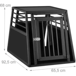 Relaxdays Dog Box Car, Canine Transport Crate For Boot Trunk, Slanted, Aluminium Kennel, HBT 68 X 65.5 X 92.5 Cm, Black -JELLYCAT SALES 61317462 4