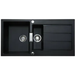 Franke Sirius S2D651CB 1.5 Bowl Tectonite Reversible Carbon Black Kitchen Sink