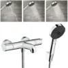 Hansgrohe Ecostat Set Thermostatic Bath/shower Mixer + Hand Shower 105mm 3 Jets + Shower Hose 125cm + Wall Bracket, Chrome