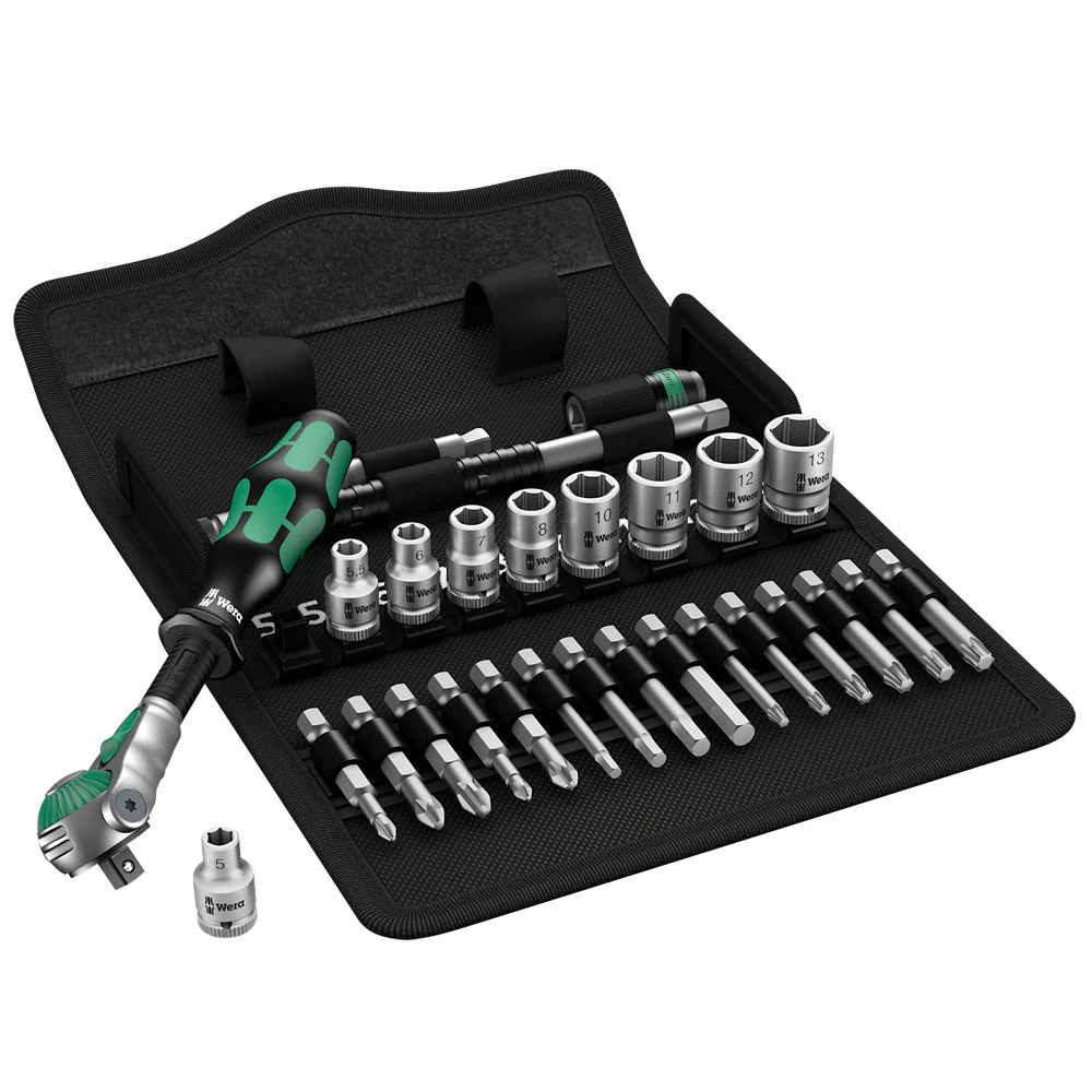 Wera 8100 SA 6 28 Piece Zyklop Speed Multi-function Ratchet Socket Set 1/4" Drive 1 Wera 8100 SA 6 28 Piece Zyklop Speed Multi-function Ratchet Socket Set 1/4" Drive