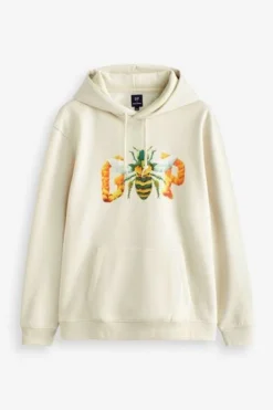 Gap White Bumble Bee White Raku Inoue Logo Hoodie -JELLYCAT SALES Q34269s4