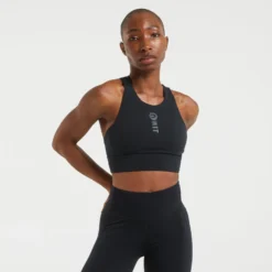 WIT High Neck Longline Bra In Black