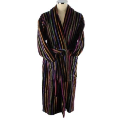 Bown Of London Mozart Bold Primary Striped Cotton Velour Dressing Gown - Black/Multi-colour -JELLYCAT SALES bown of london mozart bold primary striped cotton velour dressing gown blackmulti colour 31012549