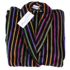 Bown Of London Mozart Bold Primary Striped Cotton Velour Dressing Gown - Black/Multi-colour -JELLYCAT SALES bown of london mozart bold primary striped cotton velour dressing gown blackmulti colour 31012550