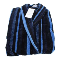 Bown Of London Salcombe Egyptian Cotton Velour Dressing Gown - Blue/Navy -JELLYCAT SALES bown of london salcombe egyptian cotton velour dressing gown bluenavy 31012591