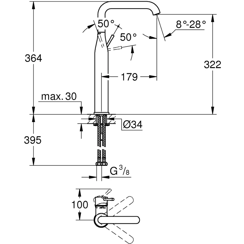 Grohe Essence Basin Mixer Tap XL-Size 32901 Cool Sunrise 2 Grohe Essence Basin Mixer Tap XL-Size 32901 Cool Sunrise - Image 2