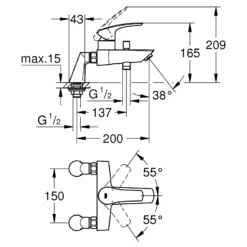 Grohe Eurosmart Single-Lever Bath/Shower Mixer 33303 -JELLYCAT SALES grohe 33303003 5