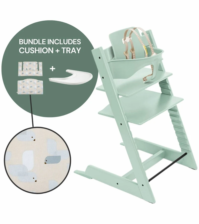 Stokke Tripp Trapp Complete High Chair Bundle - Soft Mint / Birds Blue 1 Stokke Tripp Trapp Complete High Chair Bundle - Soft Mint / Birds Blue